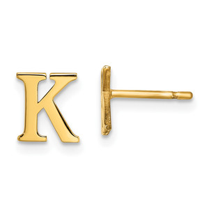 Sterling Silver Gold-plated Letter K Initial Post Earrings