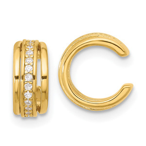 Sterling Silver Gold-plated Polished CZ Pair of 2 Cuff Earrings