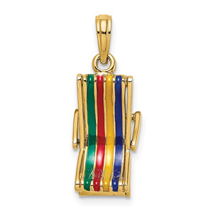 14K 3-D Moveable Multi-Color Beach Lounge Chair Charm