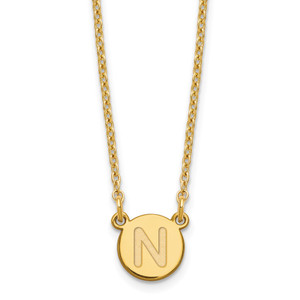 Sterling Silver Gold-plated Tiny Circle Block Letter N Initial Necklace