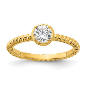 Sterling Silver Gold-tone CZ Twisted Ring - QR-22B7C788-2787