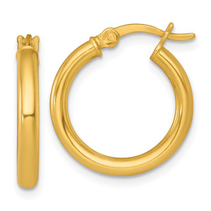 Sterling Silver Gold-tone Polished 2.5mm x 18mm Round Tube Hoop Earrings