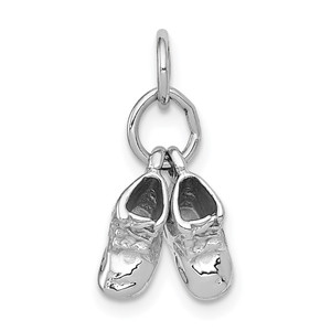 14k 3D Moveable White Gold Baby Shoes Charm - K1-B6F92722-5735