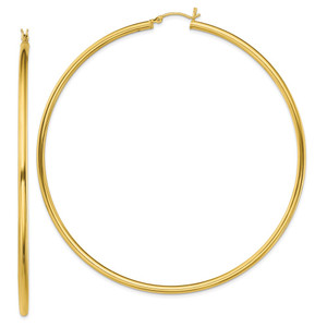 Sterling Silver Gold-Tone Polished 2.5x80mm Hoop Earrings