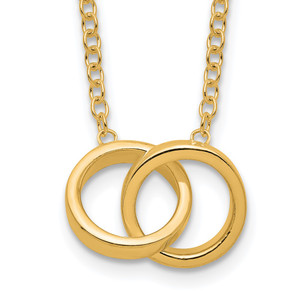 Sterling Silver Gold-tone Polished 2-Rings Necklace - QG-6FB790E9-1848