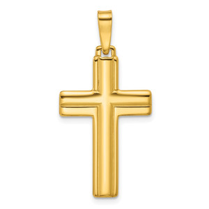 Sterling Silver Gold-tone Polished and Grooved Cross Pendant - QC-A06D72E3-4880