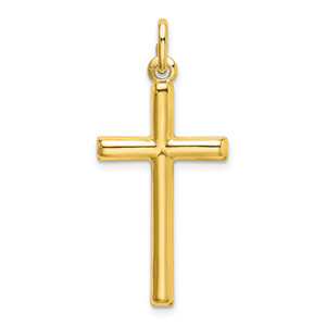 Sterling Silver Gold-tone Polished Cross Charm