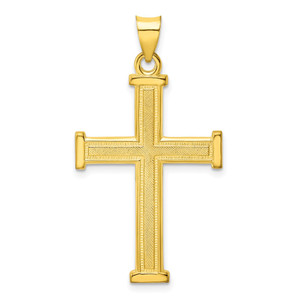 Sterling Silver Gold-tone Polished Solid Cross Pendant - QC-E3A7ADAC-4344