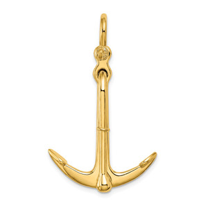 14K 3-D Polished Anchor 2 Piece and Moveable Charm - K7-14A273E1-6380