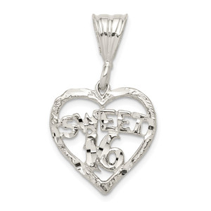 Sterling Silver HEART SWEET 16 Charm