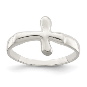 Sterling Silver Horizontal Tiny Freeform Cross Ring - QR-3F93C665-7526