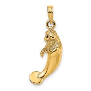 14K 3-D Polished Manatee Charm - K8-EB04351C-2315