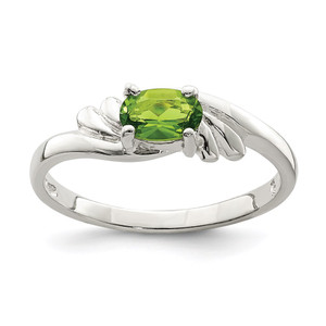 Sterling Silver Lime Green Oval CZ Ring - QR-9A43626D-8231