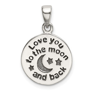 Sterling Silver LOVE YOU TO THE MOON Antiqued Star and Moon Pendant - QC-BB1CE455-5387