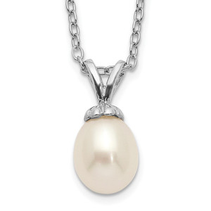 Sterling Silver Madi K Rhodium-plated 6-7mm White Rice Freshwater Cultured Pearl 14 inch Necklace