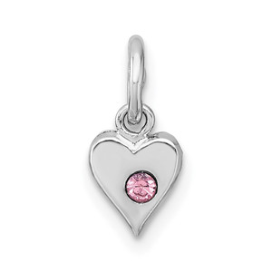 Sterling Silver Madi K Rhodium-plated Pink Crystal Heart Childrens Pendant
