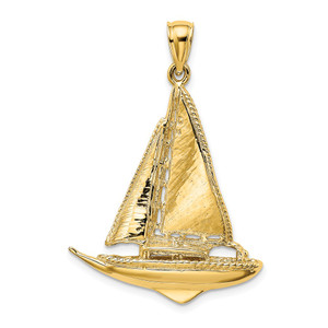 14K 3-D Polished Sailboat Charm - K7-DF3B532E-9552