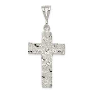 Sterling Silver Nugget Cross Pendant - QC-611F26A7-8426