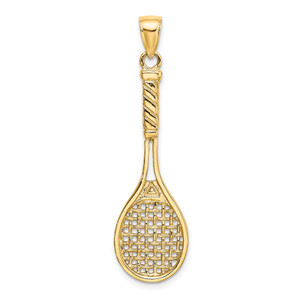 14K 3-D Polished Tennis Racquet Charm