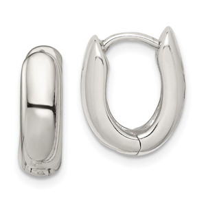Sterling Silver Oval Hinged Hoop Earrings - QE-4B2DACE5-9582