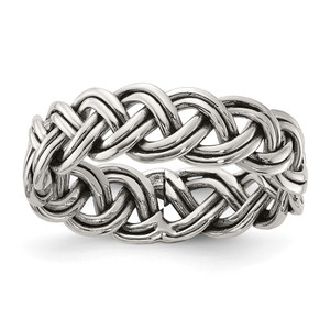 Sterling Silver Oxidize and Polished 6mm Braided Band - QR-C751A094-7593