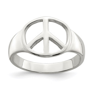 Sterling Silver Peace Sign Ring - QR-ED90A04E-1570