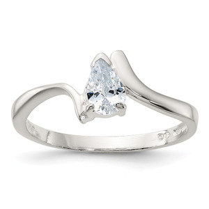 Sterling Silver Pear Shaped CZ Ring - QR-04A4FB85-9327