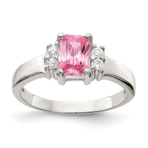 Sterling Silver Pink & White CZ Ring - QR-EF26C432-3147