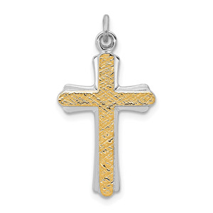 Sterling Silver Platinum-plated & 18k Gold-plated Cross Charm - QC-DFAB01CA-3679