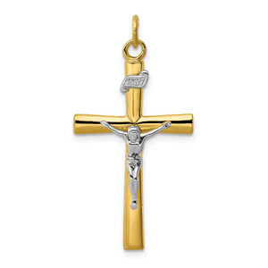 Sterling Silver Platinum-plated & 18k Gold-plated Crucifix Pendant - QC-9FB86995-3762