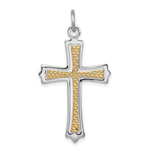 Sterling Silver Platinum-plated & Gold-plated Cross Pendant - QC-FCB9008E-4815