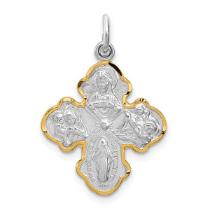 Sterling Silver Platinum-plated & Vermeil 4-way Medal