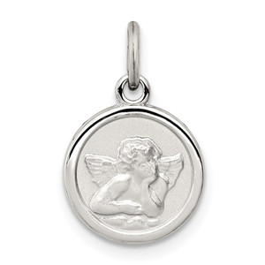 Sterling Silver Platinum-plated Angel Medal Charm