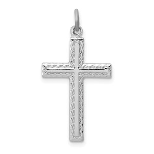 Sterling Silver Platinum-plated Cross Charm - QC-65526485-6165