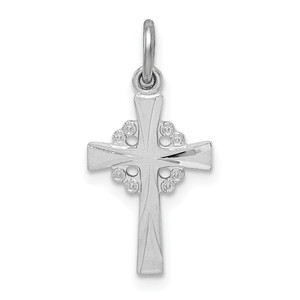 Sterling Silver Platinum-plated Diamond Cut Cross Pendant - QC-B90B2391-2036