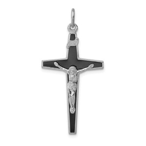 Sterling Silver Platinum-plated Enameled Crucifix Pendant - QC-8DE44FC9-2262