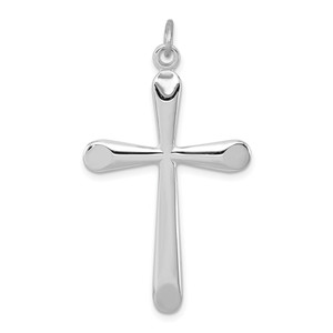 Sterling Silver Platinum-plated Polished Cross Pendant