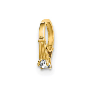 14K 3D Ring with White CZ Charm
