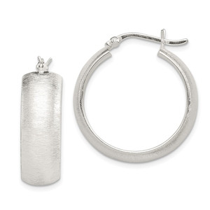 Sterling Silver Polished & Laser-cut 8.5x25mm Round Hoop Earrings