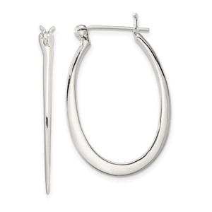 Sterling Silver Polished & Tapered Oval Hoop Earrings - QE-63B6F336-5698