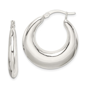 Sterling Silver Polished & Tapered Round Hoop Earrings - QE-FFEC1C12-1948