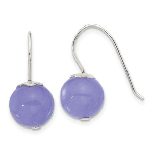 Sterling Silver Polished 10mm Periwinkle Jade Dangle Earrings