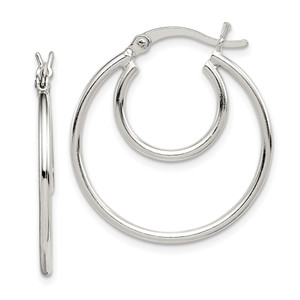 Sterling Silver Polished 2mm Double Hoop Earrings