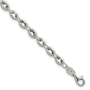 Sterling Silver Polished 4.8mm Puffed Mariner/Anchor Link 7.5 Inch Bracelet