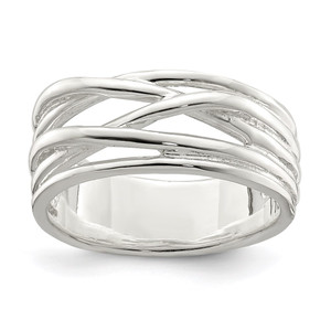 Sterling Silver Polished 5 Band Intersecting Ring - QR-265C001C-8176