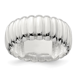 Sterling Silver Polished 8.5mm Ridge Pattern Ring - QR-CC68FB20-6945