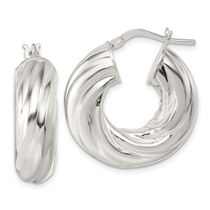 Sterling Silver Polished 8mm Twisted Tube Hoop Earrings - QE-D02E786C-7345