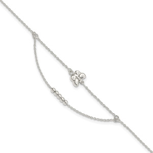 Sterling Silver Polished 9in Plus 1in Ext Butterfly Anklet - QG-5583AA8D-8781