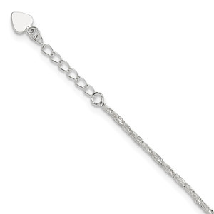 Sterling Silver Polished 9in Plus 1in ext. Anklet