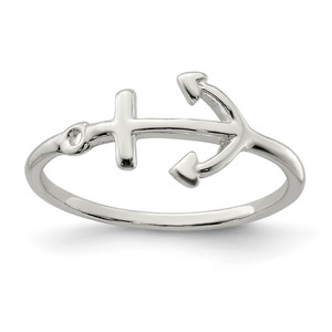Sterling Silver Polished Anchor Ring - QR-44ACAD9D-8579